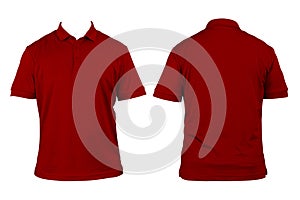 Blank shirt neck mockup template, front and back view, isolated red, plain t-shirt. Mockup. Printable polo shirt design