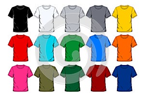 Blank Short Sleeve Fifteen Color T-shirt Template Round Neck Vector Illustration