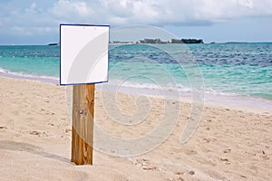 Blank Sign on Caribbean Beach