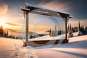 Blank sign with christmas decorations Ai generated