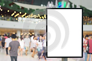 Blank sign with copy space for your text message or content in the modern shopping mall.