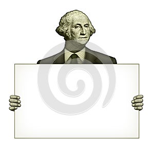 Blank Sign Held by George Washington