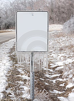 Blank sign with icicles