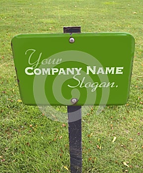 Blank sign on the lawn