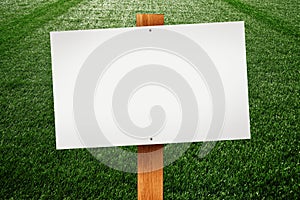 Blank sign on the lawn