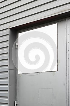 Blank sign mockup on an entrance in the urban environment, empty space to display advertising campaign mock up template