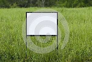 Blank Sign In Overgrown Field