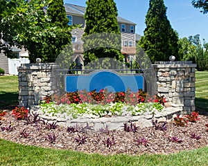 Blank sign of the subdivision entrance