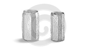 Blank silver 280 ml and 330 ml soda can mockup, looped rotation