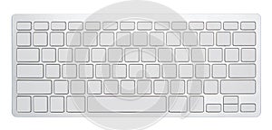 Blank silver computer keyboard, with empty 78 keys for your idea, isolated on white background