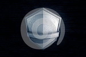 Blank silver shield brick background