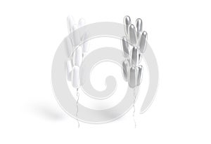 Blank silver and white cylindrical balloon bouquet mockup, front view