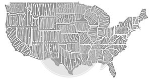 Blank similar high detailed decorative USA map on white