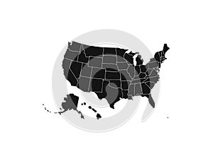 Blank similar USA map isolated on white background. United States of America country. Vector template for website