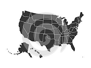 Blank similar USA map isolated on white background. United States of America country. Vector template for website, design, cover,