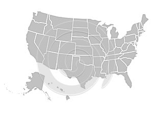 Blank similar USA map on white background. United States of America country. Vector template for website