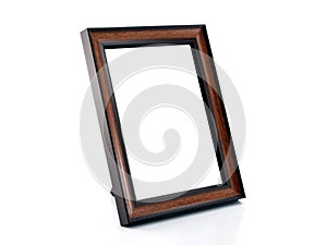 blank simple wooden picture frame isolated on white background