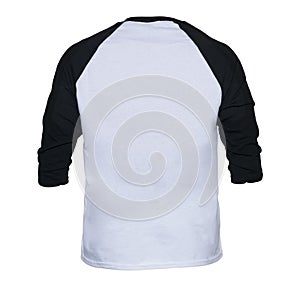 Blank sleeve Raglan t-shirt mock up templates color white/black, back view on white background