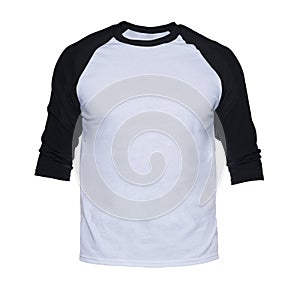 Blank sleeve Raglan t-shirt mock up templates color white/black, front view on white background