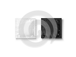 Blank small plastic packet design mockup, black white, clipping path