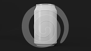 Blank small white aluminium soda can mockup on black background