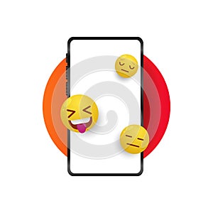 Blank smartphone with emoticons illustration concept