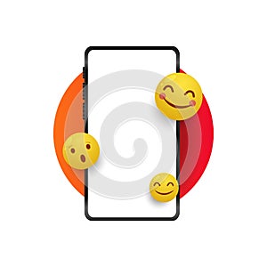 Blank smartphone with emoticons illustration vector