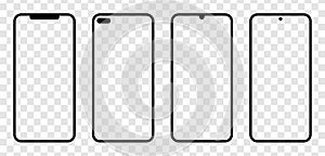 blank smartphone screen template with transparancy