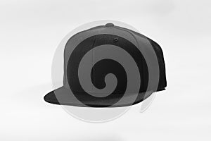 Blank snapback hat cap flat visor on white background isolated