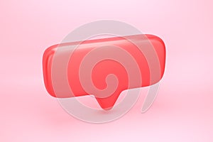 Blank social media notification, empty red bubble speech bubble icon