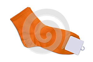 Blank socks orange color on white background