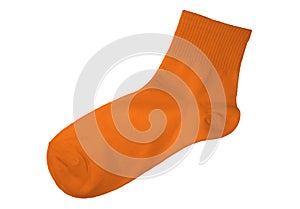 Blank socks orange color on the white background
