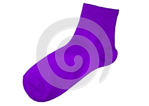 Blank socks violet color on the white background