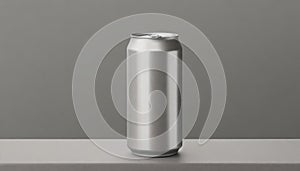 Blank soda can, grey background
