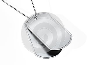 Blank soldier dogtags isolated on white background. 3D illustration