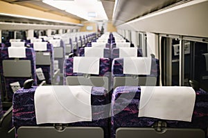 Blank space of chair back, Inside high speed train compartment