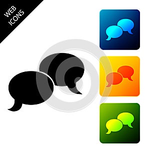 Blank speech bubbles icon isolated. FAQ sign. Copy files, chat speech bubble and chart web icons. Set icons colorful