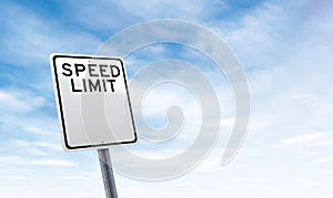 Blank speed limit road sign with sky copy space