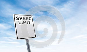 Blank speed limit road sign with sky copy space photo