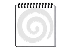 Blank spiral bound notebook page ready for notes and ideas isolated on white background