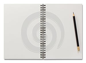 Blank spiral notebook and pencil