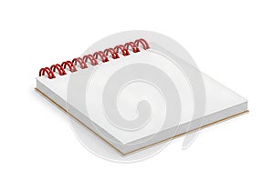 Blank Spiral Notebook with Red Binding on White Background