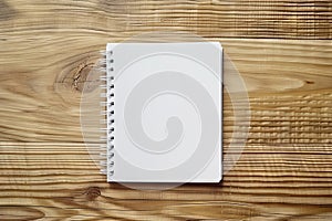 Blank Spiral Notebook on Vintage Wooden Table - Ready for Your Creativity. Generative Ai