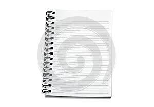 Blank spiral notebook on white background