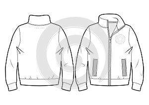 Blank sport sweatshirt with zip closure and pockets photo