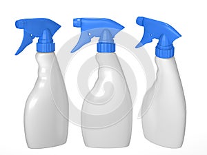Blank spray bottle packaging set with clipping path