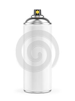 Blank spray paint metal can isolated on white