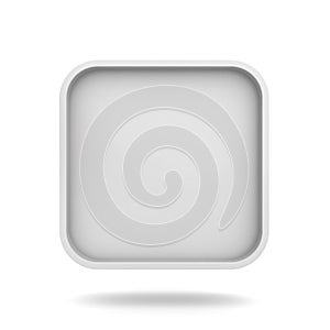 Blank square frame or white web button over white background with shadow