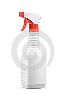 Blank square plastic trigger sprayer bottle isolated on white