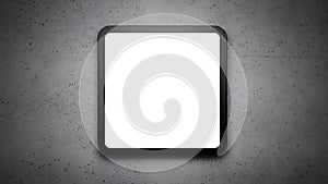 Blank Square Screen Mockup on Dark Concrete Wall